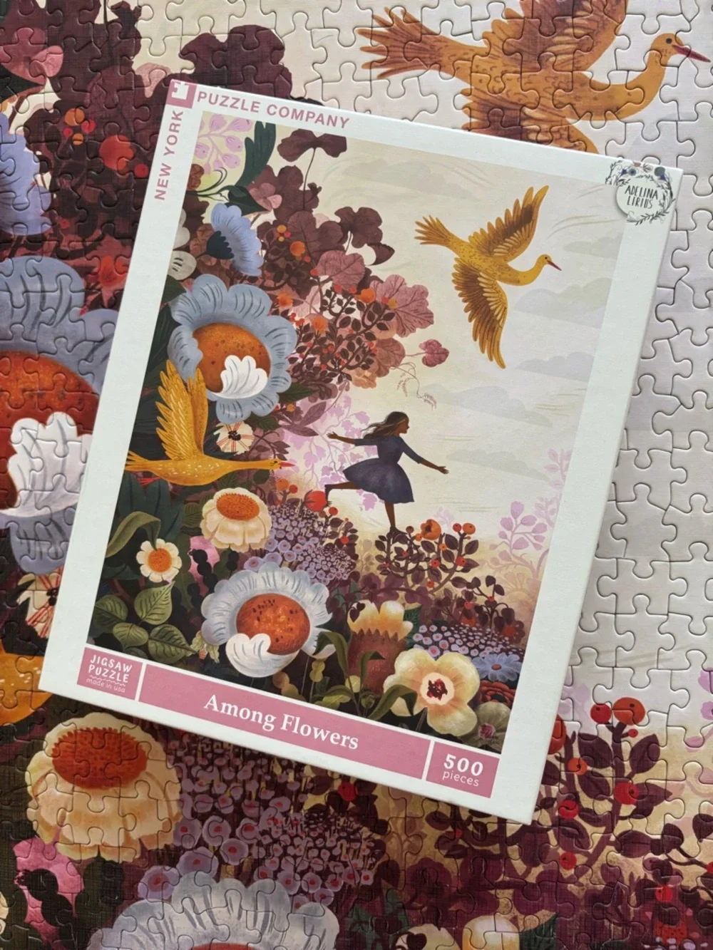 Floral Fantasy Jigsaw Puzzle Artwork - Purple, Pink & Gold -500 pieces - Picture 2 of 6